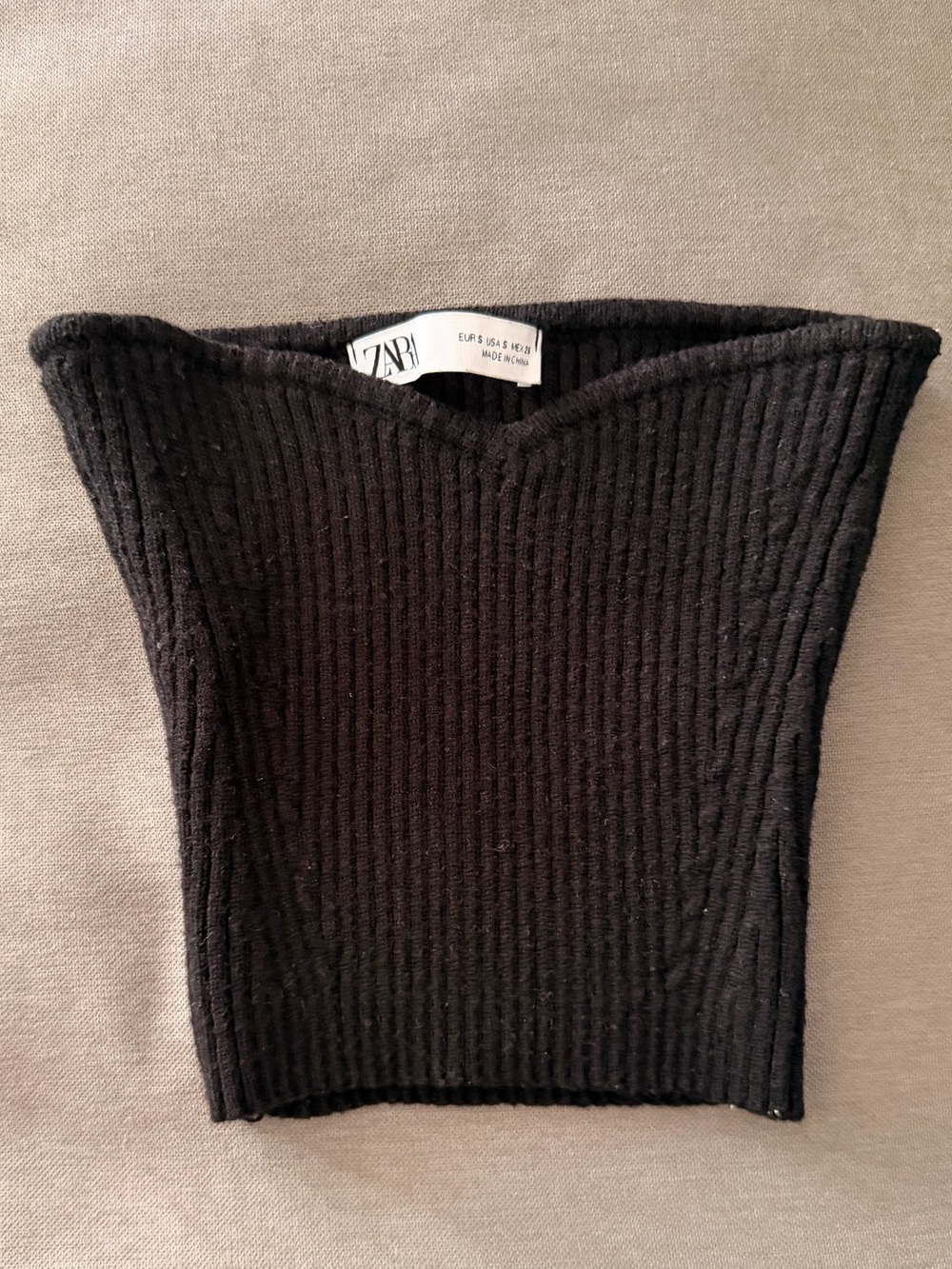 ZARA Black Ribbed Off-the-Shoulder Tube Sweater